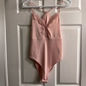 TOP SHOP Ribbed Dusty Pink Bodysuit size 8